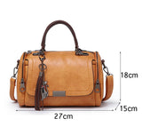 Luxury Woman Bag Ladies Retro PU Leather Bag Female Tassel Zipper Crossbody Bags Travel Shoulder Mart Lion   