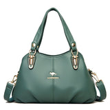 Luxury Soft Leather Handbags Designer Retro Crossbody Bags Women Large Capacity Ladies Shoulder Messenger Sac Mart Lion Green NB82  