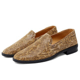 Loafers Men's Slip-On Round Toe Spring Autumn Dress Shoes Handmade Mart Lion   