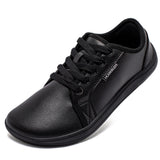 HOBIBEAR Minimalist Shoes for Men Wide Toe Barefoot Zero Drop Shoes Casual Leather Fashion Sneakers Lightweight Walking Shoes MartLion All-black 45 