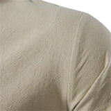 Men Long-Sleeved V-neck T-shirt Cotton and Linen Led Casual Men's T-shirt MartLion   