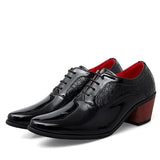 Men's Red  White Luxury Oxford Shoes Height Increase Patent Leather Formal Office Wedding High Heels MartLion Black 805 38 