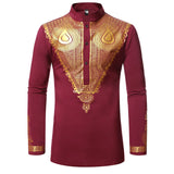 Men African Clothes Dashiki Print Shirt Fashion Brand African Men Business Casual Pullovers Work Office Shirts Male Clothing MartLion wine red S 