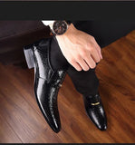 Men's Casual Shoes Classic Low-Cut Embossed Leather Dress Loafers Mart Lion   