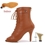 Latin Shoes Ladies Salsa Ballroom Party Women's Boots Yellow Black Girls High Heel Dance Boots MartLion