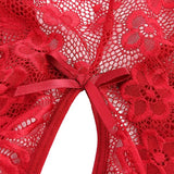  Crotchless Lingerie Women Lace Hollow Tights Erotic Teddy Baby Doll Socks Deep V Open Bra Porn Body Stockings MartLion - Mart Lion