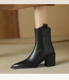 Autumn Women Boots Shoes Pointed Toe Chunky Heel Casual Winter Short Modern Chelsea High Heels MartLion   