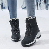 Women Platform Outdoor Snow Boots Non-slip Winter Walking Shoes Fur Warm Ankle Boots Wedge MartLion   