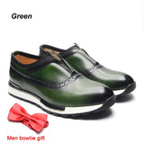 Men's Shoes French Style Real Leather Oxford Sneakers Slip-on Casual Travel Non-slip MartLion Green EUR 41 