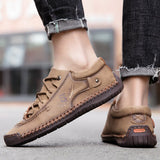 Classic Casual Shoes Men's Lace Up Sewing Leather Outdoor Sneakers Work Daily Mart Lion   