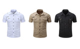 Men's Safari Shirt Short Sleeve Summer Casual Tactical  Cotton Cargo Outdoor Pocket Work Shirts for Men MartLion   