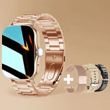 Straps Smart Watch Women Men's Smartwatch Square Dial Call BT Music Smartclock For Android IOS Fitness Tracker Trosmart Brand MartLion gold add 3 straps  