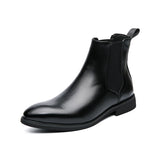 Chelsea Boots Men's Shoes PU Brown Versatile Casual British Style Street Party Wear Classic MartLion black 44 