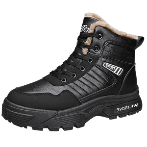 Winter Cotton Shoes Casual Boots Warm plush Snow Waterproof Non slip Hiking Shoes Men's Desert Combat MartLion black 39 