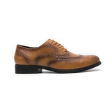 Men's pointed toe shoes oxford formal leather shoes dress brogue flat wedding Mart Lion   