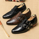 Classic Brown Pattern Men's Dress Shoes Leather Pointed Height-increasing High heel MartLion   