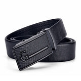 Men's Leather Belt Metal Automatic Buckle Work Black PU Strap MartLion   