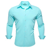 Designer Shirts Men's Solid Silk Beige Champagne Long Sleeve Tops Regular Slim Fit Blouses Breathable Barry Wang MartLion 0742 S 