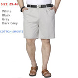 Men Shorts Middle Aged Cotton Thin Straight Casual Father Khaki Grey Black White Male Summer MartLion   