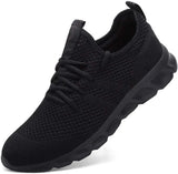 men's casual shoes light sneaker white outdoor breathable mesh sports black running tennis MartLion Black 45 