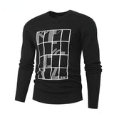 Spring Men's Round Neck Pullover Sweater Long Sleeve Jacquard Knitted Tshirts Trend Slim Patchwork Jumper for Autumn Mart Lion 08 black L 