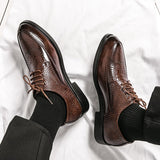 British Style Men's Dress Shoes Formal Antumn Split Leather Footwear Oxfords Mart Lion   