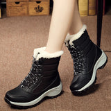 Women's Winter Boots Thick Sole Sloping Heel Ankle Outdoor Light Plush Warm Cotton Shoes MartLion   