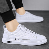 Spring and Autumn Men's Shoes Casual Board Crocodile Leather Waterproof White Vulcaized Mart Lion white 39 