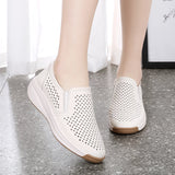 Hollow Elastic Women sneakers Slip Summer Wedges Outsole Ladies Shoes Breathable loafers MartLion   