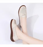 Women Flats Slip On Moccasins Spring Hollow Beige Casual Loafers Soft Sole Non Slip Breathable MartLion   