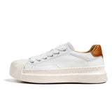 Brown Shell Toe Shoes Men's Designer Low Leather Sneakers Breathable Vulcanized de hombre MartLion White D8097 40 