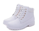 Spring Autumn Women Boots Riding Equestrian Ankle Ladies Platform  Lace-Up Shoes MartLion WHITE 38 insole 24.0cm 