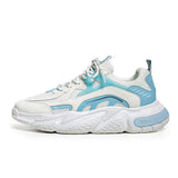 Men's Casual Sneakers Summer Breathable Mesh Jogging Platform Walking Shoes Zapatillas Hombre MartLion Bk2053 White Blue 39 