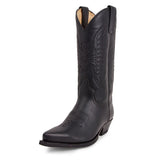 Mid-calf Boots Woman Side Zipper Pointed Western Retro Black Hombre MartLion   