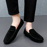 Suede Leather Penny Peas Loafers Men's Women Boys Driving Shoes Moccasins Slip on Flats Designer Loafers Pink MartLion   