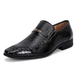 Pointed Toe Dress Shoes For Men's Luxury Crocodile Formal Footwear Loafers Slip On Wedding Zapatos Hombre Mart Lion Black 38 