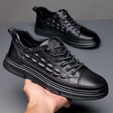Men's Genuine Leather Casual Shoes Crocodile Print Spring Autumn Trend Sneakers Cool Leisure Flat Loafers Mart Lion Genuine leather US7  EU39 