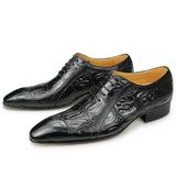 Casual Men's Dress Shoes Classic Oxfords Formal Modern Derby Oxford Crocodile Homme MartLion black 39 