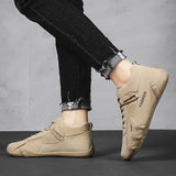  Ankle Boots Men's Spring Casual Sneakers Non Slip Khaki Work Shoes Short Loafers Lace Up Zapatillas Hombre MartLion - Mart Lion