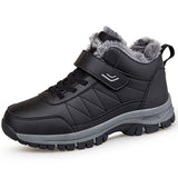 Winter Leather Boots Women Men's Shoes Waterproof Plush Keep Warm Sneakers Outdoor Ankle Snow Casual Mart Lion Black-1 37 