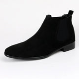 Men's frosted suede Chelsea Boots square toe autumn shoes with stylish MartLion   