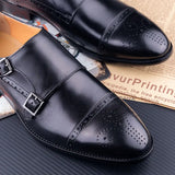 Shoes Black  Design Business Shoes Slip-on Monk Strap  Loafer Style Leather Dress Shoes For Male MartLion   