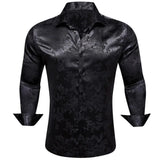 Luxury Silk Shirts Men's Pink Flower Long Sleeve Slim Fit Blouese Casual Tops Formal Streetwear Breathable Barry Wang MartLion 0698 S 