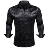 Luxury Shirts Men's Silk White Floral Long Sleeve Slim Fit Blouese Casual Tops Formal Streetwear Breathable Barry Wang MartLion 0698 S 