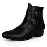 Spring Simple Style Men's White Elegant Shoes High-top Dress Point Toe Leather High Heel Boots MartLion black 512-1 39 CHINA
