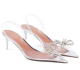 Crystal Clear heeled Women Pumps Luxury Rhinestones Bowknot Transparent PVC High heels  Elegant Summer Wedding Shoes MartLion   