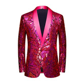 Luxury Laser Sequin Tuxedo Jacket Men's One Button Shawl Lapel Dress Suit Party Stage Prom Singer Homme blazers MartLion Red Eu Size XS 