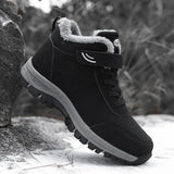 Winter Men's Boots Plush Leather Waterproof Sneakers Climbing Shoes Unisex Women Outdoor Non-slip Warm Hiking MartLion Black 40(25.0CM) 