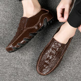 Crocodile Pattern Men's Loafers Genuine Leather Casual Shoes Moccasins Octopus Shape Boat Footwear Mart Lion   