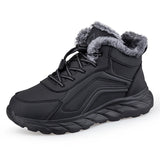Anti-slip Leather Casual Shoes Warm Padded Ankle Boots Unisex Sports Footwear Waterproof Men's Cotton MartLion black 36 